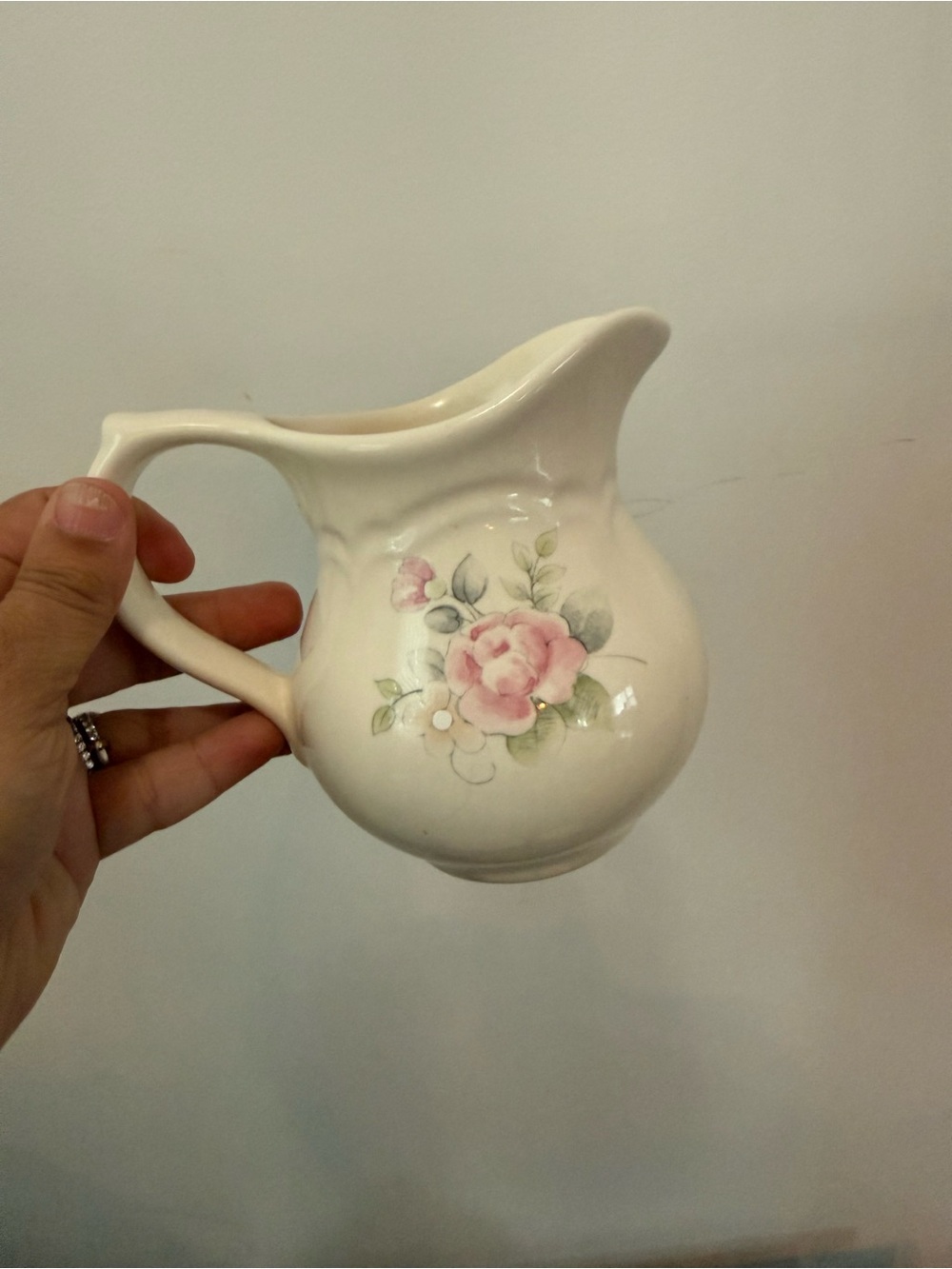 Pfaltzgraff Tea Rose Pink Floral Creamer USA VTG